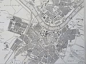 Dresden Germany Elbe River c. 1873 detailed tourist city plan map