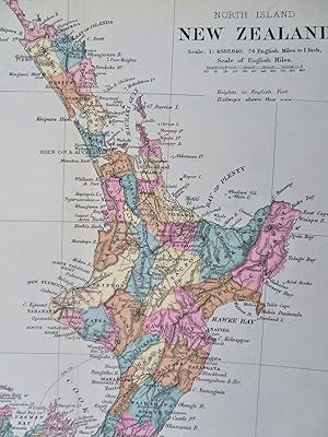 New Zealand North Island Wellington Auckland Manawatu 1893 Stanford map