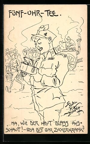 Image du vendeur pour Knstler-Ansichtskarte Rud. Kristen: Soldaten beim 5 Uhr Tee mis en vente par Bartko-Reher