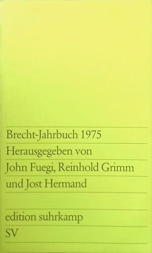 Image du vendeur pour Brecht-Jahrbuch 1975. Edition suhrkamp Band 797 mis en vente par books4less (Versandantiquariat Petra Gros GmbH & Co. KG)