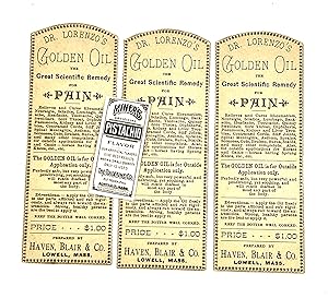 [PHARMACY] [QUACKERY] [LABEL] DR. LORENZO'S Golden Oil The Great Scientific Remedy for PAIN
