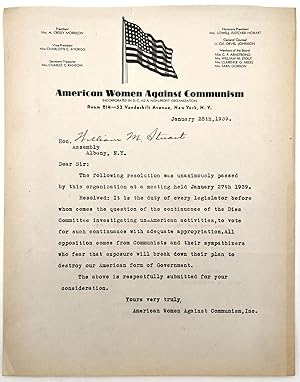 Typewritten Letter from American Women Against Communism