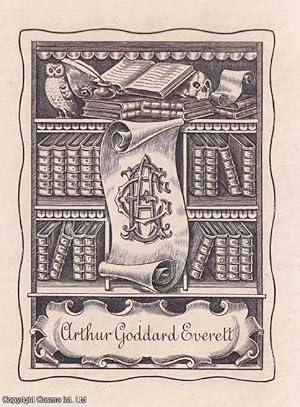 Heraldic Crest Bookplate. Arthur Goddard Everett. Undated, but from the design early 20th century.