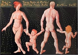2002 Original Vintage Montreal public baths poster - Bain Mathieu - Mieczys&#322;aw Górowski