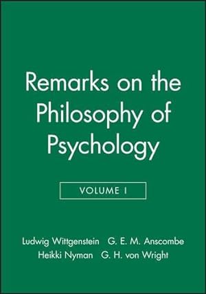 Imagen del vendedor de Remarks on the Philosophy of Psychology, Vol.1 a la venta por WeBuyBooks