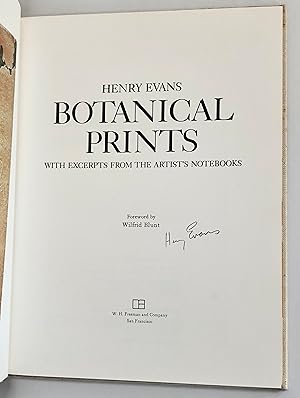 Imagen del vendedor de SIGNED Henry Evans BOTANICAL PRINTS: With Excerpts from the Artist's Notebooks a la venta por Blank Verso Books