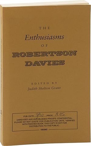 Imagen del vendedor de The Enthusiasms of Robertson Davies (Uncorrected Proof) a la venta por Royal Books, Inc., ABAA