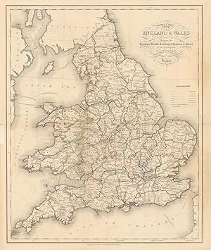 Map of England & Wales divided into Counties shewing the principal Roads, Railways, Canals and th...