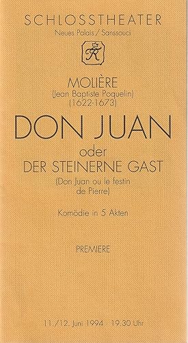 Bild des Verkufers fr Programmheft Moliere DON JUAN oder DER STEINERNE GAST Premiere 11. Juni 1994 zum Verkauf von Programmhefte24 Schauspiel und Musiktheater der letzten 150 Jahre