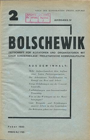 Bolschewik. Zeitschrift für Agitatoren und Organisatoren mit einer Sonderbeilage: Proletarische K...