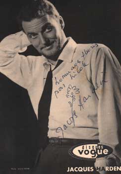 Autographed postcard with color plate of Jacques Harden
