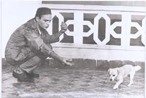 Photograph of French actor with dog.