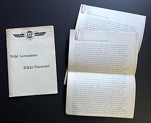 Wild Geraniums - INSCRIBED by Rikki Ducornet - plus copies of prose typescripts