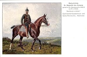 Künstler Ansichtskarte / Postkarte Adam, R. L., Kaiser Wilhelm II., Reiterbildnis, Continental Re...