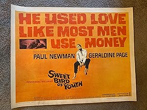 Seller image for Sweet Bird of Youth Half Sheet 1962 Paul Newman, Geraldine Page! for sale by AcornBooksNH
