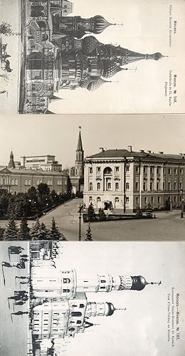 Moscow Kremlin Horse & Cart Transport 3x Old Russian Postcard s