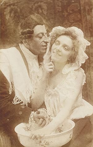 Creep Italian Man Lusting With Lady Offering A Kiss Old Postcard