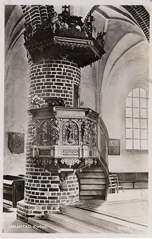 Halmstad Kyrkan Sweden Church Pulpit Real Photo Old Postcard