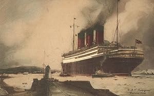 RMS Benengaria Cunard Ship Lines Antique Postcard