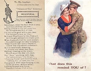 To My Sweetheart Romantic Letter Military Camp WW1 2x Postcard s