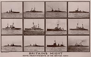 Britain's Might War Military HMS Ship Valentines RARE WW1 RPC Old Postcard