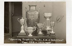 HMS Achilles WW1 Military War Ship Sports Trophies RPC Postcard