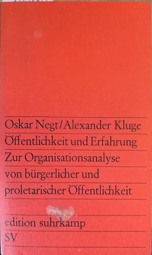 Seller image for ffentlichkeit und Erfahrung : z. Organisationsanalyse von brgerl. u. proletar. ffentlichkeit for sale by Gebrauchtbcherlogistik  H.J. Lauterbach