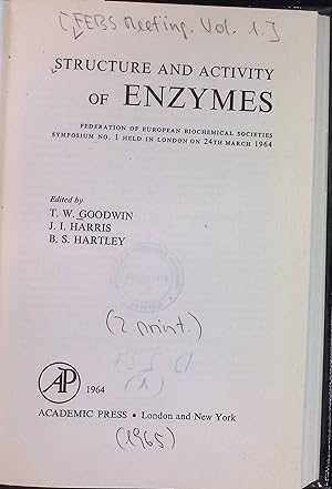 Imagen del vendedor de Structure and Activity of Enzymes a la venta por books4less (Versandantiquariat Petra Gros GmbH & Co. KG)