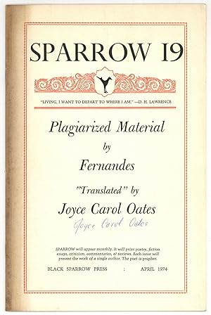 Bild des Verkufers fr Sparrow 19: Plagiarized Material, April 1974 zum Verkauf von Between the Covers-Rare Books, Inc. ABAA