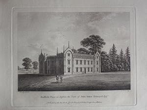 Original Antique Engraving Illustrating Sheffield Place in Sussex, The Seat of John Baker Holroyd...