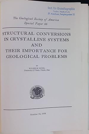 Immagine del venditore per Structural Conversions in Crystalline Systems and Their Importance for Geological Problems The Geological Society of America Special Paper 66 venduto da books4less (Versandantiquariat Petra Gros GmbH & Co. KG)