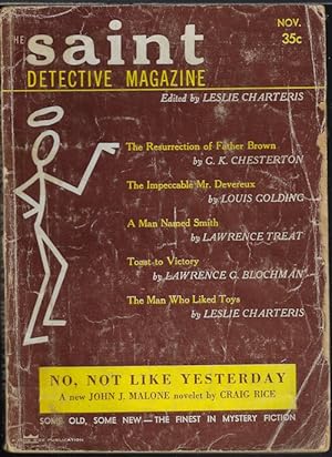 Image du vendeur pour THE SAINT Detective Magazine: November, Nov. 1956 mis en vente par Books from the Crypt
