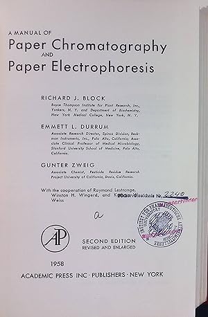 Seller image for A Manual of Paper Chromatography and Paper Electrophoresis for sale by books4less (Versandantiquariat Petra Gros GmbH & Co. KG)