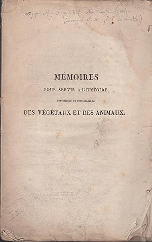Seller image for Mmoires pour servir  l'histoire anatomique et physiologique des vgtaux et des animaux; explication des planches de l' Atlas. for sale by PRISCA