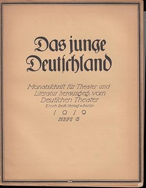 Bild des Verk�ufers f�r Das junge Deutschland. Heft 6, 1919. Zweiter Jahrgang (F�nfter Jahrgang der 'Bl�tter des Deutschen Theaters') Monatsschrift f�r Theater und Literatur, herausgegeben vom Deutschen Theater. - Aus dem Inhalt: Original-Lithographie von Emil Orlik - Kokoschka auf der Probe / Walter Hasenclever: Tod und Reichstag / Willi Wolfradt �ber Oscar Kokoschka / Trude Bernhard: Vier Gedichte / Klabund: Weltgeschichte vom psychoanalytischen Standpunkt / Albert Ehrenstein und Pal Westheim �ber Kokoschka. zum Verkauf von Antiquariat Carl Wegner