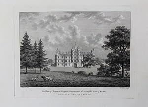 Original Antique Engraving Illustrating the West Front of Burghley House in Northamptonshire, the...