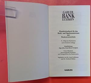 Bild des Verkufers fr Gabler Bank Lexikon Handwrterbuch fr das Bank und Sparkassenwesen mit Bankenverzeichnis. 9. Auflage Q-Z zum Verkauf von biblion2