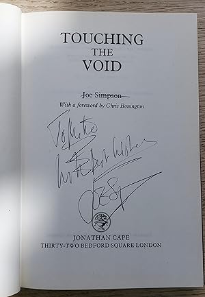 Seller image for Touching the Void *** SIGNED **** for sale by Coach Books