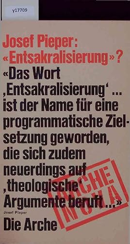 Bild des Verkufers fr "Entsakralisierung"?. zum Verkauf von Antiquariat Bookfarm