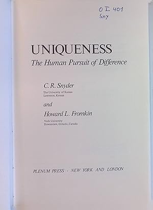 Bild des Verkufers fr Uniqueness: The Human Pursuit of Difference Perspectives in Social Psychology zum Verkauf von books4less (Versandantiquariat Petra Gros GmbH & Co. KG)