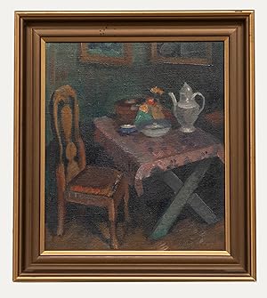 Seller image for Elliot Kvalstad (1905-1938) - 1932 Oil, Interior Scene, Flowers on a Table for sale by Sulis Fine Art