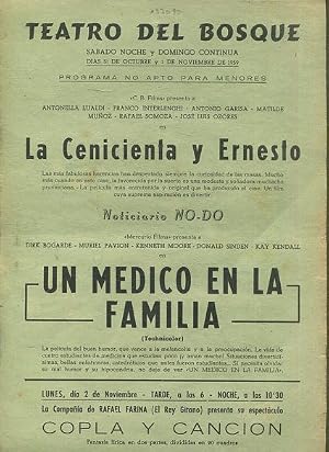 Seller image for LA CENICIENTA Y ERNESTO/ NO-DO/ UN MEDICO EN LA FAMILIA. for sale by Libros Ambig�