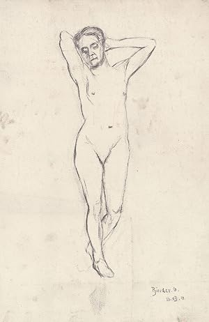Seller image for (Stehende Frau / Portrait of a woman standing) - Frauenakt Akt female nude nu for sale by Antiquariat Steffen V�lkel GmbH