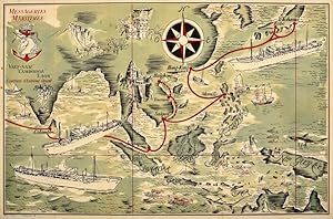 Bild des Verk�ufers f�r Messageries Maritimes Vietnam Cambodia Laos Singapore Hong Kong zum Verkauf von AntikBar Original Vintage Posters