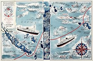 Bild des Verk�ufers f�r Tahiti New Caledonia Illustrated Route Map Messageries Maritimes zum Verkauf von AntikBar Original Vintage Posters