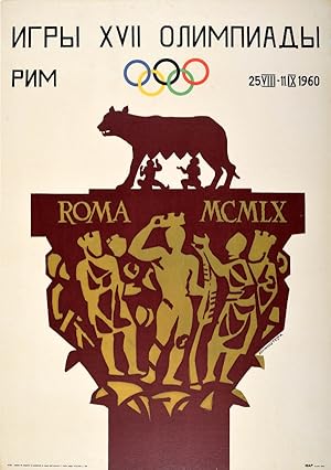 Bild des Verk�ufers f�r Rome Olympic Games Italy Armando Testa Russian zum Verkauf von AntikBar Original Vintage Posters
