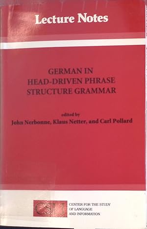 Bild des Verkufers fr German in Head-Driven Phrase Structure Grammar Center for the Study of Language and Information Publication, 46 zum Verkauf von books4less (Versandantiquariat Petra Gros GmbH & Co. KG)