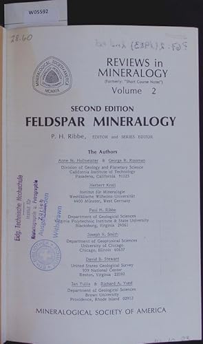 Bild des Verk�ufers f�r Feldspar mineralogy. Reviews in mineralogy; vol. 2 Ed. 2. zum Verkauf von Antiquariat Bookfarm