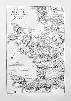 "Carte detaillee de la route de l'Auteur depuis le Meandre jusqu'au Golfe d'Adramytti" - Samos Ch...