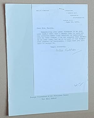 Seller image for Early Lead Smelting in Derbyshire (reprinted from Transactions of the Newcomen Society, vol.XLI, 1968-1969) for sale by Nigel Smith Books